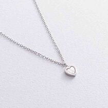 обзорное фото Колье в белом золоте с перламутровым сердцем 039156 Золотые колье с камнями обзорное фото Колье в белом золоте с перламутровым сердцем 039156  Золотые колье с камнями