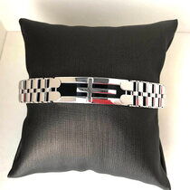 обзорное фото Мужской браслет в белом золоте с ониксом 031789 Золотые мужские браслеты обзорное фото Мужской браслет в белом золоте с ониксом 031789  Золотые мужские браслеты