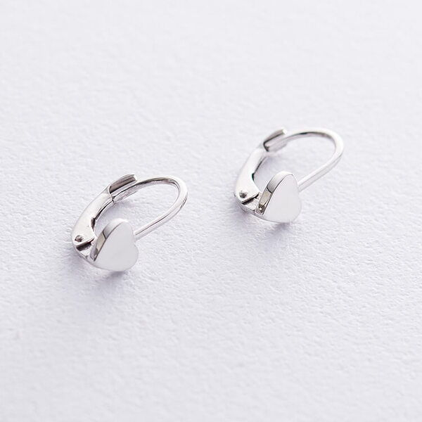 Детские сережки Сердечко из белого золота 036901 детальное изображение ювелирного изделия Золотые серьги Детские сережки Сердечко из белого золота 036901 детальное изображение ювелирного изделия Золотые серьги