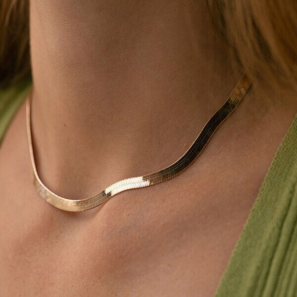 Золотое колье плоский Снейк 038211 детальное изображение ювелирного изделия Золотое колье без камней Золотое колье плоский Снейк 038211 детальное изображение ювелирного изделия Золотое колье без камней