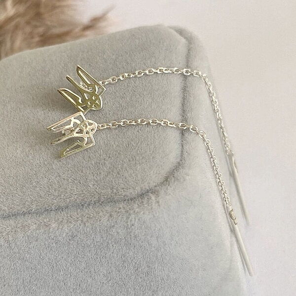 сережки тризуб протяжки сережки тризуб протяжки