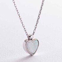 обзорное фото Золотое колье Сердце с синтетическим опалом 038779 Золотые колье с камнями обзорное фото Золотое колье Сердце с синтетическим опалом 038779  Золотые колье с камнями