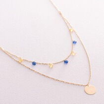 обзорное фото Колье "Украинка" в жёлтом золоте с фианитами 037469  Золотые колье с камнями