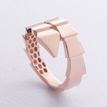 обзорное фото Золотое обьемное кольцо без вставок Змея 040649  Золотые кольца без вставок