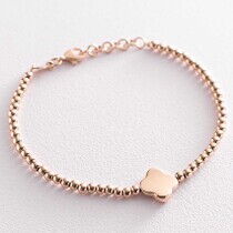 обзорное фото Невероятный браслет в красный золоте Клевер с шариками 039096 Золотые браслеты без камней обзорное фото Невероятный браслет в красный золоте Клевер с шариками 039096  Золотые браслеты без камней