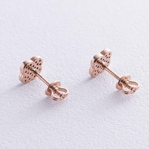 серьги клевер с чёрными фианитами серьги клевер с чёрными фианитами