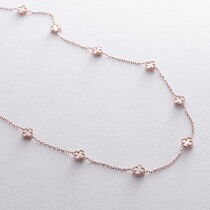 обзорное фото Невероятное mini колье из красного золота Клевер с перламутром 038574  Золотые колье с камнями