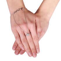 обзорное фото Серебряный браслет Love с кольцом и фианитом 025417  Серебряные женские браслеты