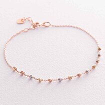 обзорное фото Золотой браслет с ажурными шариками в комбинированном золоте 039116 Золотые браслеты без камней обзорное фото Золотой браслет с ажурными шариками в комбинированном золоте 039116  Золотые браслеты без камней