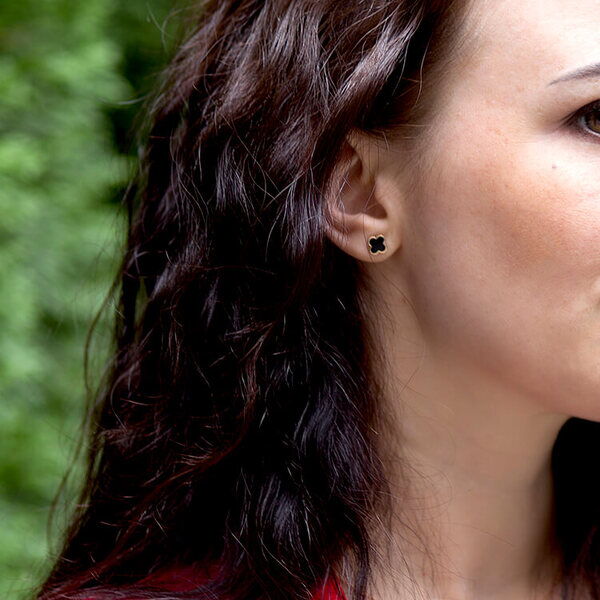 золотые серьги Клевер в стиле ван клиф золотые серьги Клевер в стиле ван клиф