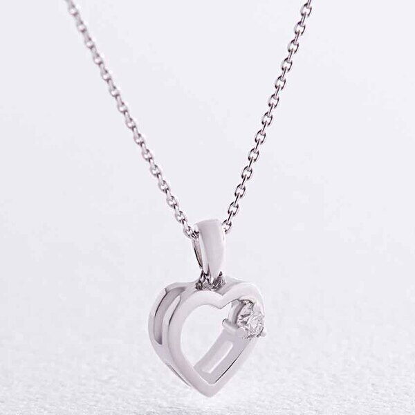 Колье из белого золота Сердце с бриллиантом 038772 детальное изображение ювелирного изделия Золотое колье с бриллиантами Колье из белого золота Сердце с бриллиантом 038772 детальное изображение ювелирного изделия Золотое колье с бриллиантами