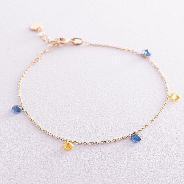 Золотий браслет "Україночка" з фіанітами 037382 детальне зображення ювелірного виробу