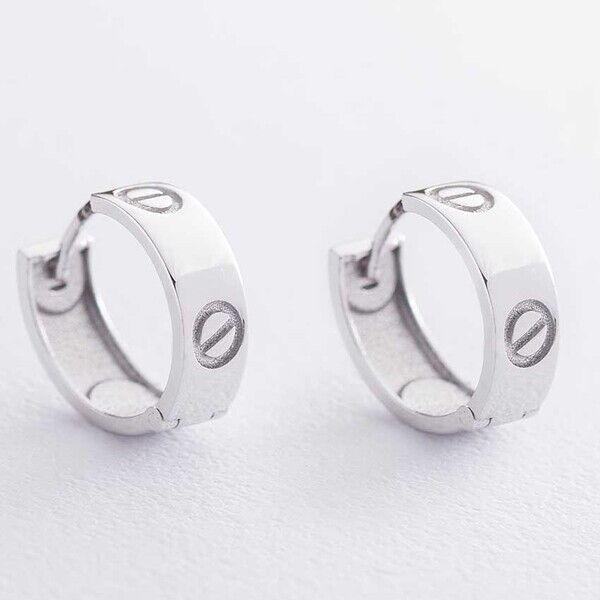 Серьги из белого золота Лав 038446 детальное изображение ювелирного изделия Золотые серьги без вставок Серьги из белого золота Лав 038446 детальное изображение ювелирного изделия Золотые серьги без вставок