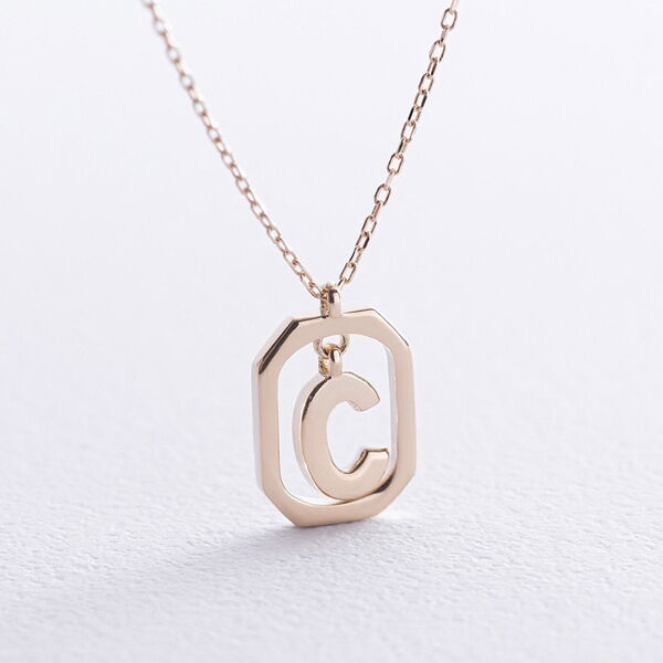 Колье в желтом золоте с глянцевой буквой С 585 пробы 039928 детальное изображение ювелирного изделия Золотое колье без камней Колье в желтом золоте с глянцевой буквой С 585 пробы 039928 детальное изображение ювелирного изделия Золотое колье без камней