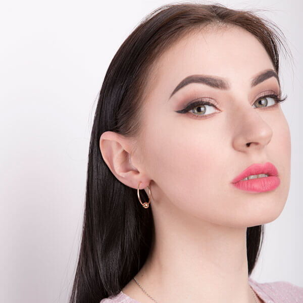 Золотые серьги кольца с шариком