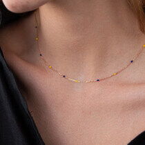 обзорное фото Золотая цепочка-колье с эмалью "Свободная" 037385 Золотое колье обзорное фото Золотая цепочка-колье с эмалью "Свободная" 037385  Золотое колье