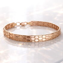 обзорное фото Золотой браслет Ролекс с имитацией кожи 031940  Золотые браслеты без камней