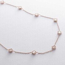 обзорное фото Невероятное mini колье из желтого цвета Клевер с перламутром 038569  Золотые колье с камнями