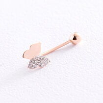 обзорное фото Золотая серьга для пирсинга бабочка 038008 Золотая серьга в пупок обзорное фото Золотая серьга для пирсинга бабочка 038008  Золотая серьга в пупок