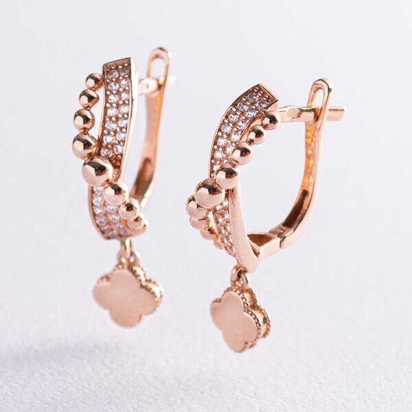 Невероятные золотые серьги Клевер 038451 детальное изображение ювелирного изделия Золотые серьги с фианитом Невероятные золотые серьги Клевер 038451 детальное изображение ювелирного изделия Золотые серьги с фианитом