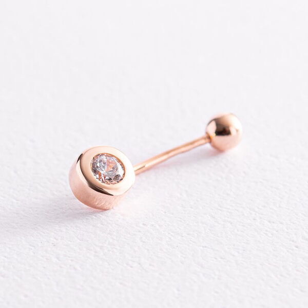 Золота сережка пірсинг з камінчиком (фіанітом) 038014 детальне зображення ювелірного виробу Золота сережка пірсинг з камінчиком (фіанітом) 038014 детальне зображення ювелірного виробу