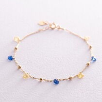 обзорное фото Золотой браслет "Украинка" с фианитами, жёлтое золото 037467  Золотые браслеты с цирконием (фианитами)