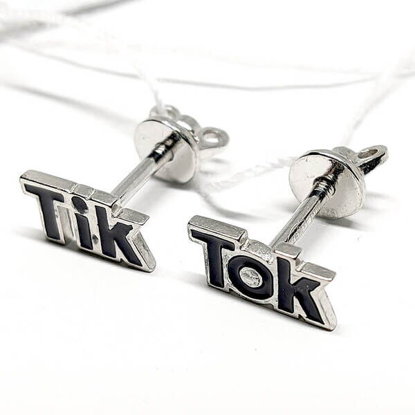 Серебряные серьги пуссеты гвоздики Тик-Ток Tik-Tok 037735 детальное изображение ювелирного изделия Детские серебряные серьги 