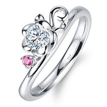 оглядове фото Каблучка з білого золота Квітка з діамантами 031089