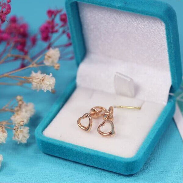 Серьги-пусеты в красном золоте Сердечки 027630 Серьги-пусеты в красном золоте Сердечки 027630