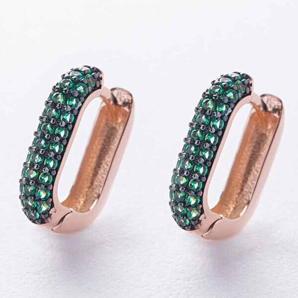 Женские серьги Джули в красном золоте с зелеными фианитами 039062 детальное изображение ювелирного изделия Золотые серьги с фианитом Женские серьги Джули в красном золоте с зелеными фианитами 039062 детальное изображение ювелирного изделия Золотые серьги с фианитом