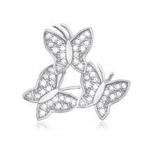 обзорное фото Серебряный кулон Бабочки с фианитами 026903  Серебряные подвески со вставками