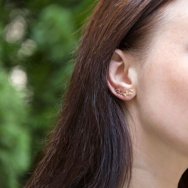 золотые серьги каффы звезды золотые серьги каффы звезды