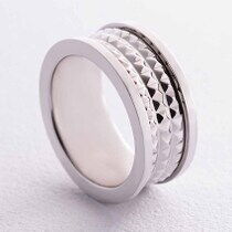 обзорное фото Кольцо Gina в белом золоте 038661 Золотые кольца без вставок обзорное фото Кольцо Gina в белом золоте 038661  Золотые кольца без вставок