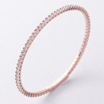 обзорное фото Жесткий теннисный браслет в красном золоте с белыми фианитами 039765 Золотые браслеты с цирконием (фианитами) обзорное фото Жесткий теннисный браслет в красном золоте с белыми фианитами 039765  Золотые браслеты с цирконием (фианитами)