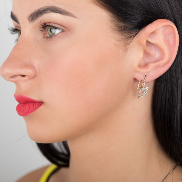 Золотые серьги с цирконием  Золотые серьги с цирконием