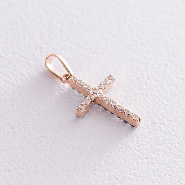 Золотой крестик с фианитами двухсторонний с белыми и черными фианитами 037537 детальное изображение ювелирного изделия Крестики женские Золотой крестик с фианитами двухсторонний с белыми и черными фианитами 037537 детальное изображение ювелирного изделия Крестики женские