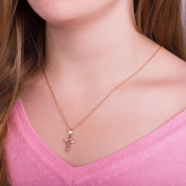 золотой ангелочек подвеска