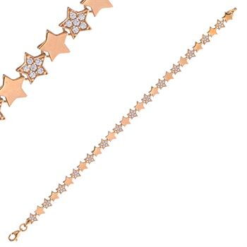 Золотой женский браслет звёздочки с фианитами 037247 детальное изображение ювелирного изделия Золотые браслеты с цирконием (фианитами)