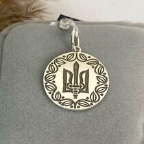 обзорное фото Серебряный подвес Тризуб Герб Украины  037282  Украинская символика из золота и серебра