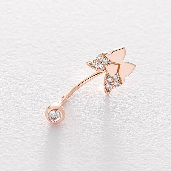 Золотий пірсинг у формі метелика в пупок 038007 детальне зображення ювелірного виробу Золотий пірсинг у формі метелика в пупок 038007 детальне зображення ювелірного виробу