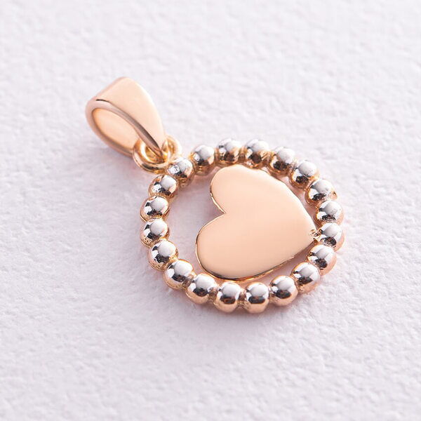 Золотой подвес в форме сердечка в комбинированном золоте красном с белым 037706 детальное изображение ювелирного изделия Золотые кулоны с фианитом Золотой подвес в форме сердечка в комбинированном золоте красном с белым 037706 детальное изображение ювелирного изделия Золотые кулоны с фианитом