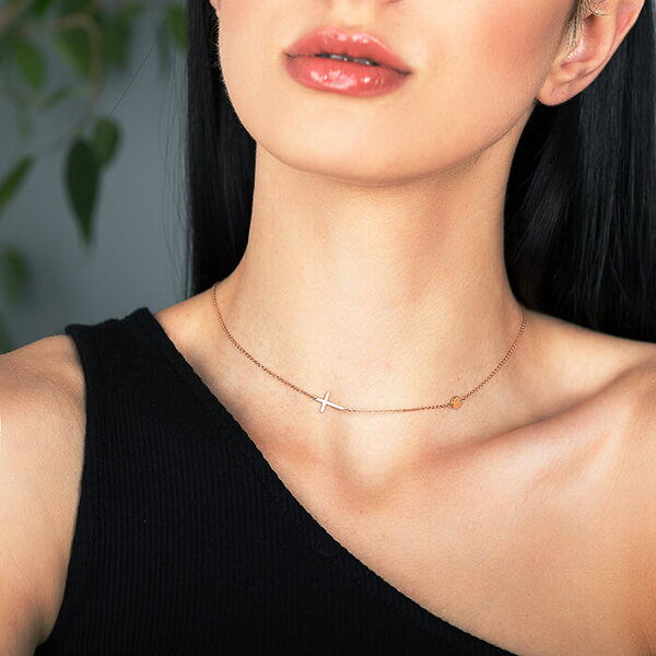 Колье в красном золоте Крестик 027750 Колье в красном золоте Крестик 027750