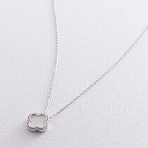 обзорное фото Колье из белого золота Клевер с перламутром 038580  Золотые колье с камнями