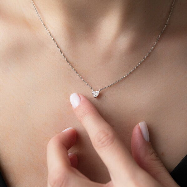 Кольє з білого золота Діамантове Серце 032787 детальне зображення ювелірного виробу