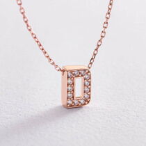 обзорное фото Колье с английской буквой D и белыми фианитами в красном золоте 585 пробы 039976 Золотые колье с камнями обзорное фото Колье с английской буквой D и белыми фианитами в красном золоте 585 пробы 039976  Золотые колье с камнями