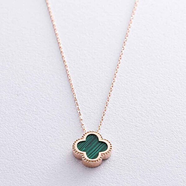 Золотое колье Клевер с малахитом 035330 детальное изображение ювелирного изделия Золотые цепочки Золотое колье Клевер с малахитом 035330 детальное изображение ювелирного изделия Золотые цепочки