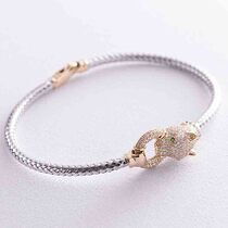 обзорное фото Браслте жесткий Пантера с фианитами в белом и желтом золоте 039146 Золотые браслеты с цирконием (фианитами) обзорное фото Браслте жесткий Пантера с фианитами в белом и желтом золоте 039146  Золотые браслеты с цирконием (фианитами)