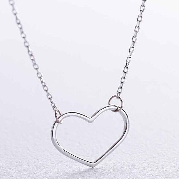 Колье в белом золоте Сердце 038784 детальное изображение ювелирного изделия Золотое колье без камней Колье в белом золоте Сердце 038784 детальное изображение ювелирного изделия Золотое колье без камней