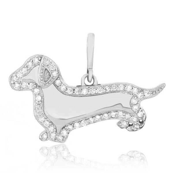 Серебряный кулон Собачка с фианитами 026957 детальное изображение ювелирного изделия Серебряные подвески со вставками Серебряный кулон Собачка с фианитами 026957 детальное изображение ювелирного изделия Серебряные подвески со вставками