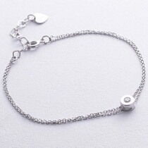 обзорное фото Нежный браслет из белого золота с бриллиантом 038508 Золотые браслеты с бриллиантом обзорное фото Нежный браслет из белого золота с бриллиантом 038508  Золотые браслеты с бриллиантом